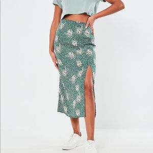 Midi Green Floral Skirt